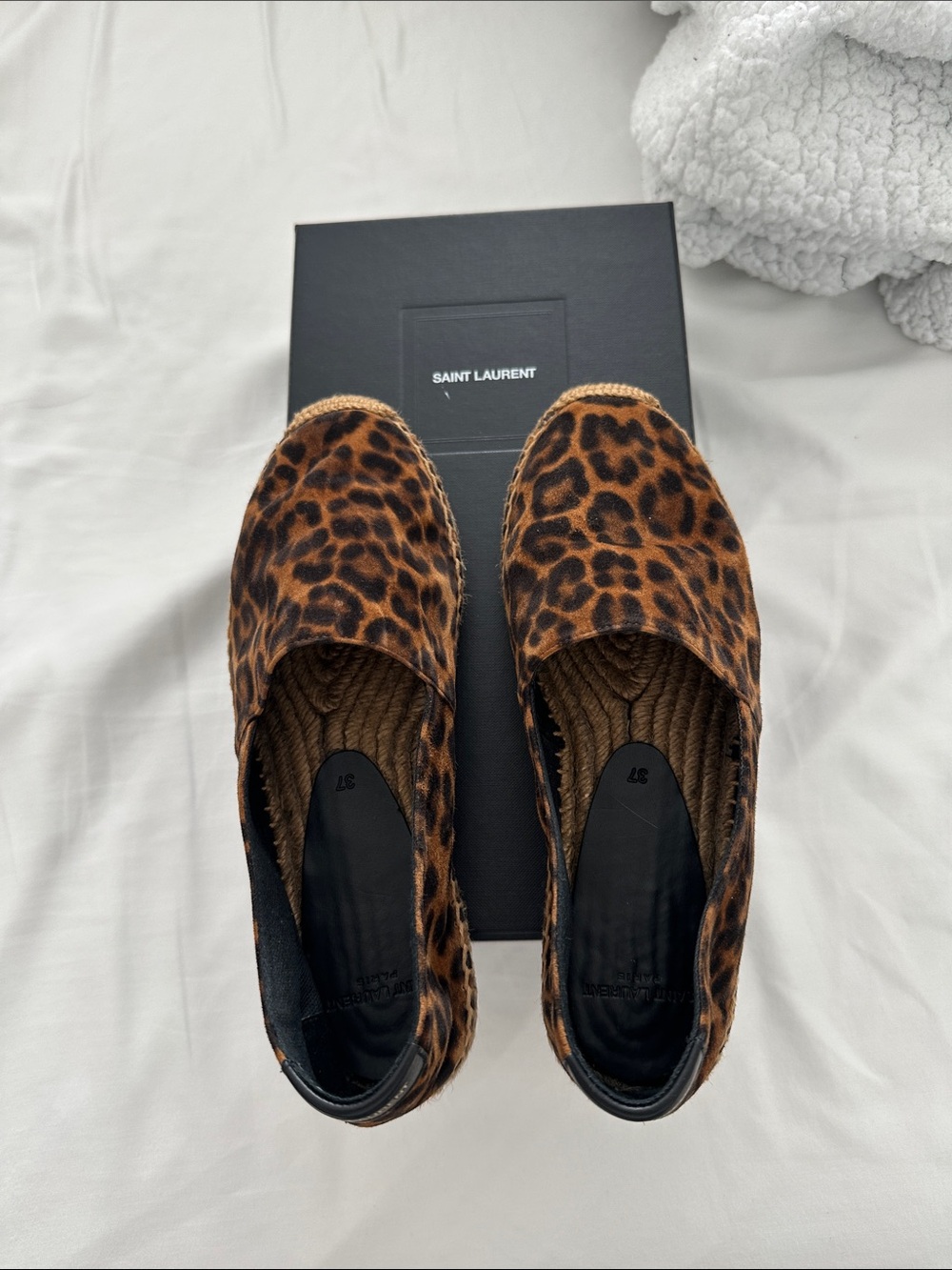 Saint Laurent Leopard Espadrilles in Brown and Black